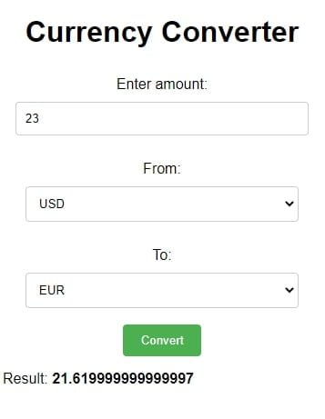 Simple Currency Converter Screenshot